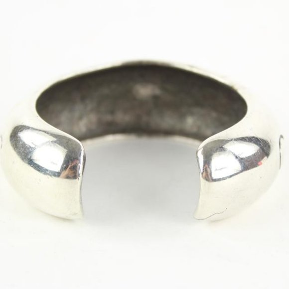 Chanel 96p Paris Silver Tone Bangle Bracelet Cuff - Picture 6 of 12